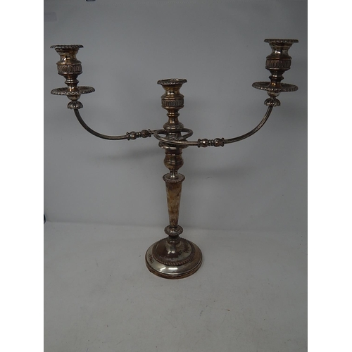 266 - Large C19th Silver on Copper Three Branch Candelabra complete with sconces: Measuring 50cm high x 45... 