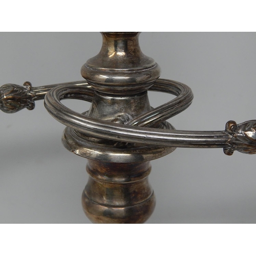 266 - Large C19th Silver on Copper Three Branch Candelabra complete with sconces: Measuring 50cm high x 45... 