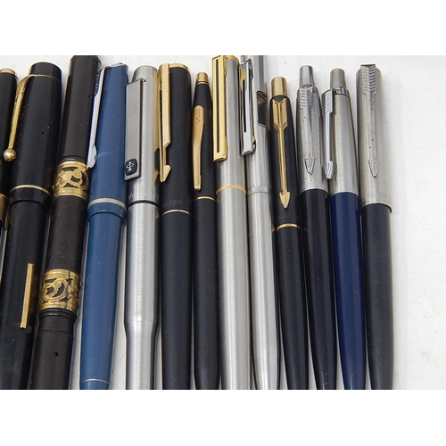 154K - Collection of Vintage Fountain & Other Pens together with two bottles of Quink Ink.