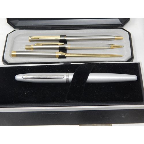 154K - Collection of Vintage Fountain & Other Pens together with two bottles of Quink Ink.