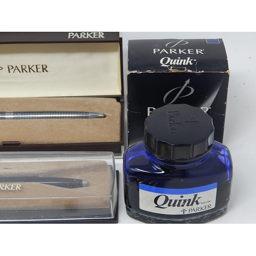 154K - Collection of Vintage Fountain & Other Pens together with two bottles of Quink Ink.