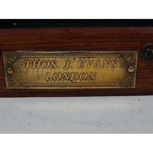 375 - Brunton Brass Compass: Thos J Evans, London in Fitted Inlaid Wooden Case with Brass Plates.