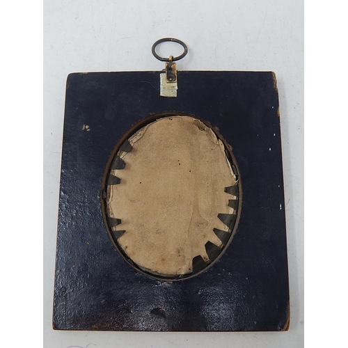 381 - George III Miniature of a Gentleman c.1820 in Original Ebony Framed with Brass Suspension Loop: Meas... 