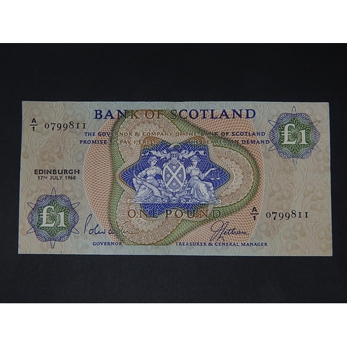 35 - Rare Bank of Scotland One Pound Note Edinburgh dated 17 July 1968 about Uncirculated
