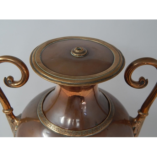 102 - George IV Copper & Brass Tapped Water Urn c.1820 with Scroll Handles Standing 40cm high.