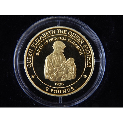 37 - Falkland Islands Lady of the Century Gold Proof Two-Pound coin dated 1998 weight 7.776 gms struck in... 