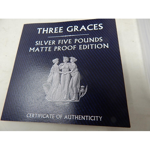 38 - Three Graces Matt Proof Silver 2 Ounce coin for Alderney in case of issue, only 250 issued, as struc... 