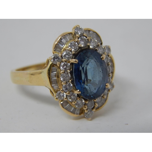 151 - Art Deco 18ct Yellow Gold Ring Set with a Large Central Ceylon Sapphire Estimated at 3.00cts within ... 