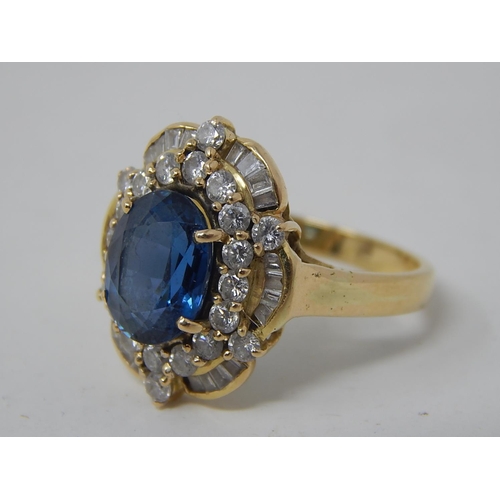 151 - Art Deco 18ct Yellow Gold Ring Set with a Large Central Ceylon Sapphire Estimated at 3.00cts within ... 