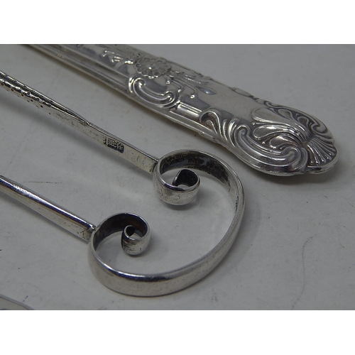 161 - George VI Silver Topped Pepperette, Large Pair of Silver Tongs, Silver Handled Cheese Knife & Silver... 