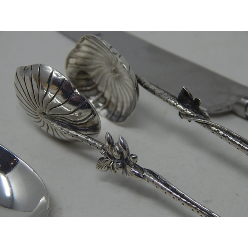 161 - George VI Silver Topped Pepperette, Large Pair of Silver Tongs, Silver Handled Cheese Knife & Silver... 