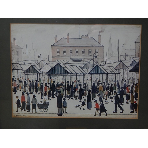 433 - L.S Lowry: Print dated 1939: Measuring 28.5cm x 21.5cm: Framed & Glazed: 39cm x 31cm