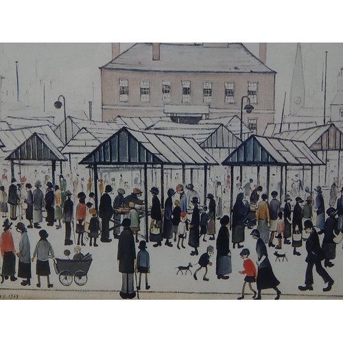 433 - L.S Lowry: Print dated 1939: Measuring 28.5cm x 21.5cm: Framed & Glazed: 39cm x 31cm