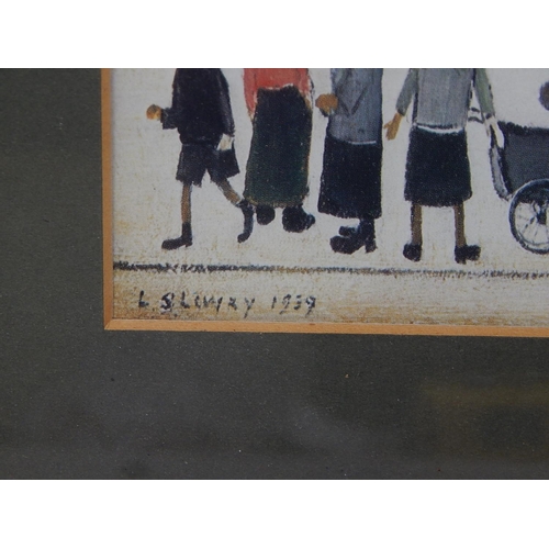 433 - L.S Lowry: Print dated 1939: Measuring 28.5cm x 21.5cm: Framed & Glazed: 39cm x 31cm