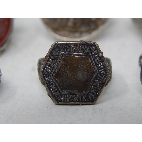 443 - Six Islamic seal rings including early terracotta & carnelian examples