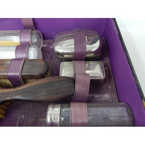 450 - Antique Travelling Vanity Set in Case.