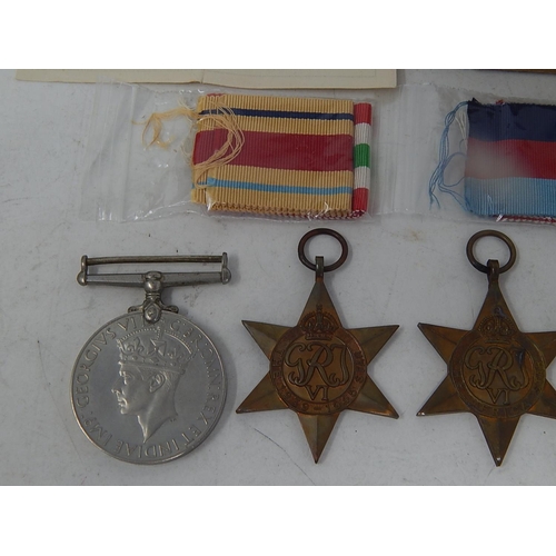 106 - WWII 1939-1945 Star: Africa Star: Italy Star: Victory Medal & 1st Army Bar: Ribbons , Paperwork & Bo... 