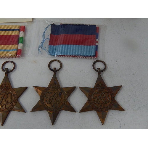 106 - WWII 1939-1945 Star: Africa Star: Italy Star: Victory Medal & 1st Army Bar: Ribbons , Paperwork & Bo... 