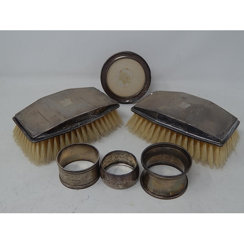 109 - Pair of Art Deco Silver Mounted Clothes Brushes Hallmarked Birmingham 1933 by Joseph Gloster togethe... 