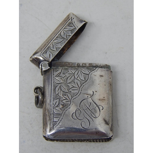 113 - Antique Silver Vesta Case: Hallmarked Birmingham 1913 by R.H Thornton