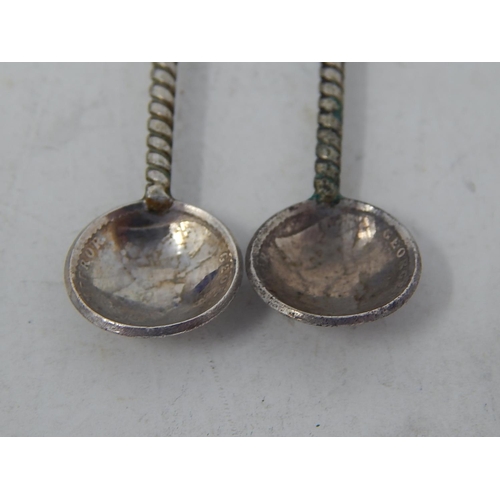 116 - Pair of Silver Salts Hallmarked Birmingham together with a pair of Indian Silver Salt Spoons: The Sp... 