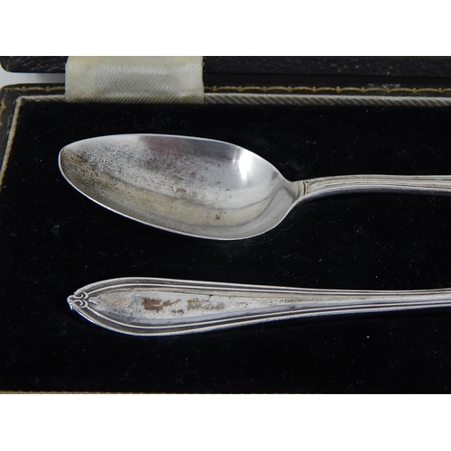 120 - Silver Christening Set Hallmarked Sheffield 1933 by Angora Silver Plate Company in Original Fitted C... 