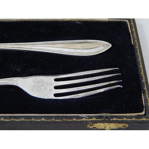 120 - Silver Christening Set Hallmarked Sheffield 1933 by Angora Silver Plate Company in Original Fitted C... 