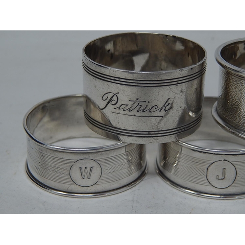 125 - 5 x Hallmarked Silver Napkin Rings: Various Dates & Makers: Weight 88g