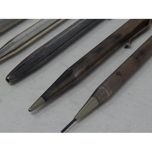 126 - 5 x Silver Hallmarked Propelling Pencils/Pen: Various Dates & Makers.