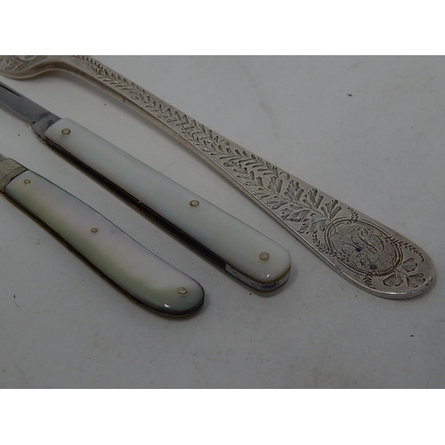 133 - Victorian Silver Fork Hallmarked Newcastle 1878 by Christian John Reid together with a Silver Bladed... 