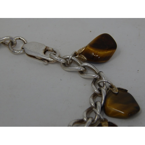 170 - 2 x Silver & Tigers Eye Bracelets. Gross weight 38g