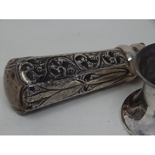 176 - Scrap Silver Outer Pot & Silver Covered Handles/Button Hook.