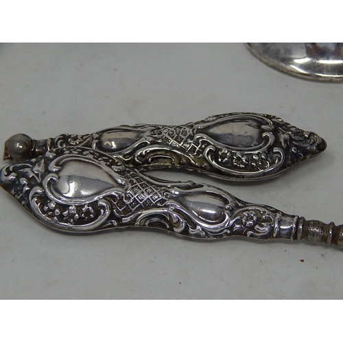 176 - Scrap Silver Outer Pot & Silver Covered Handles/Button Hook.