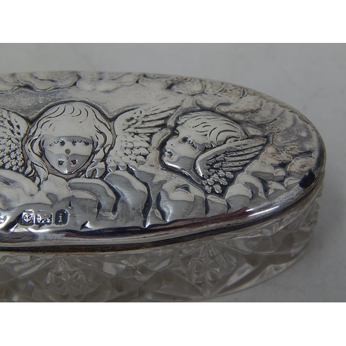 177 - Edwardian Silver Lidded Vanity Jar with Reynolds Angels Decoration: Hallmarked Birmingham 1908