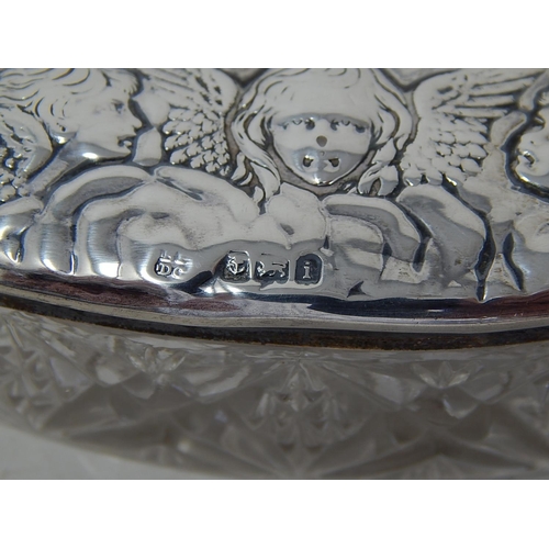 177 - Edwardian Silver Lidded Vanity Jar with Reynolds Angels Decoration: Hallmarked Birmingham 1908