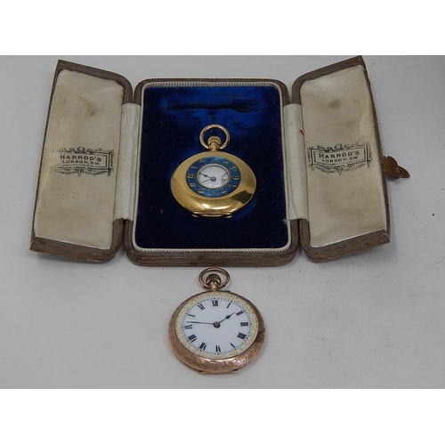 181 - RARE 18ct Gold Demi Hunter Watch by Harrods 1912 with Signed Dial & 15 Jewel Movement: 32mm diameter... 