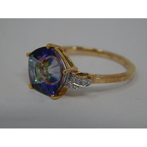 183 - 9ct Gold Ring Set with a Central Glenn Lehrer Quaser Cut Topaz Estimated at 3.80cts with Diamond Sho... 