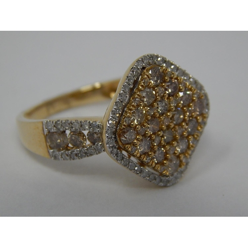 184 - 9ct Yellow Gold Ring Inset with Champagne & White Diamonds Estimated at 1.60cts: Ring Size N/O