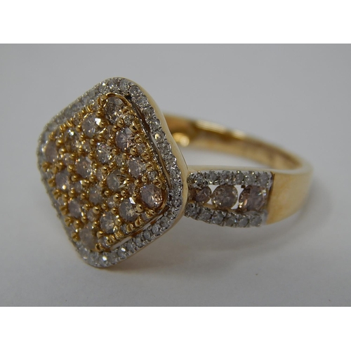 184 - 9ct Yellow Gold Ring Inset with Champagne & White Diamonds Estimated at 1.60cts: Ring Size N/O