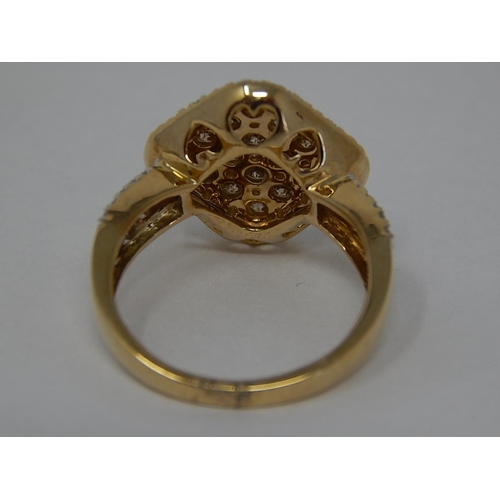 184 - 9ct Yellow Gold Ring Inset with Champagne & White Diamonds Estimated at 1.60cts: Ring Size N/O