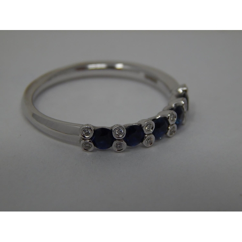 189 - 18ct White Gold Sapphire & Diamond Set Half Eternity Ring: Size N