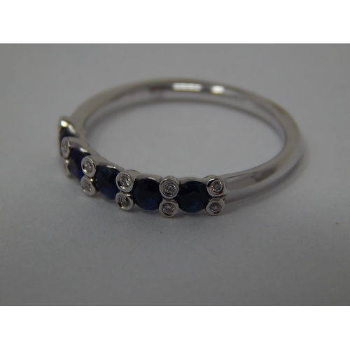 189 - 18ct White Gold Sapphire & Diamond Set Half Eternity Ring: Size N