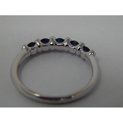 189 - 18ct White Gold Sapphire & Diamond Set Half Eternity Ring: Size N