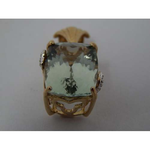 191 - 9ct Gold Pendant Set with a Rio Grande Green Amethyst Estimated at 10.00cts & Diamond Accents.