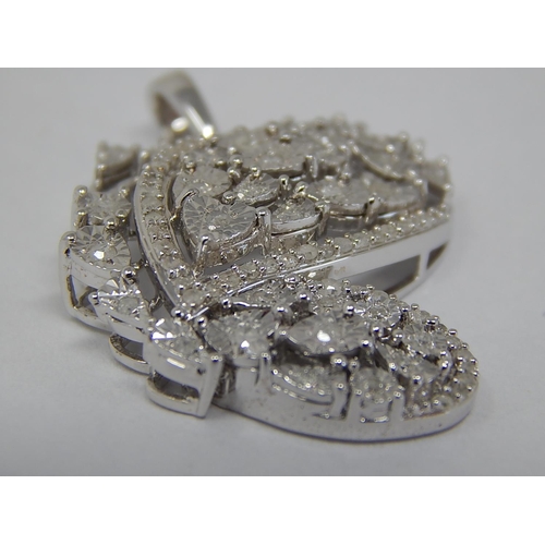 194 - Diamond Set Butterfly Pendant Set in Silver: Estimated Diamond Weight 0.50cts