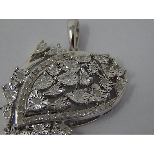 194 - Diamond Set Butterfly Pendant Set in Silver: Estimated Diamond Weight 0.50cts