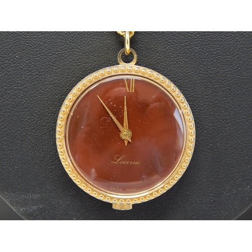 195 - Lucerne Swiss Pendant Watch on Chain: Working When Catalogued.