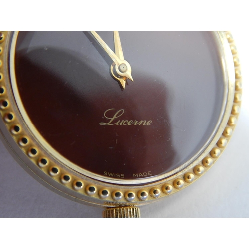 195 - Lucerne Swiss Pendant Watch on Chain: Working When Catalogued.