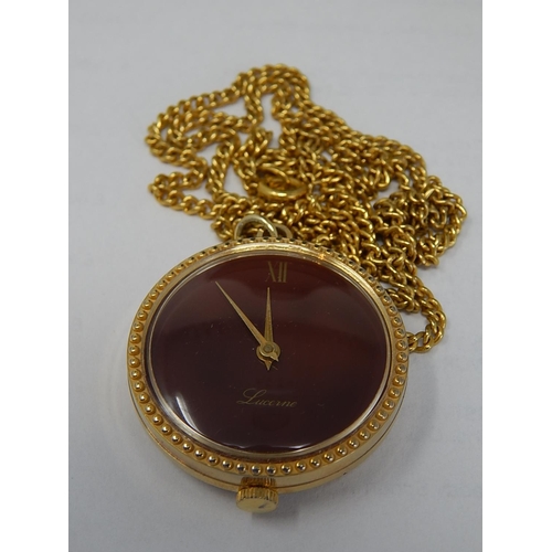 195 - Lucerne Swiss Pendant Watch on Chain: Working When Catalogued.