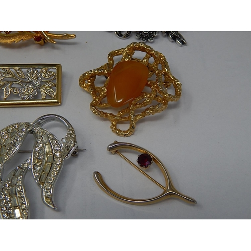 199 - Quantity of Vintage Costume Jewellery Brooches (11)